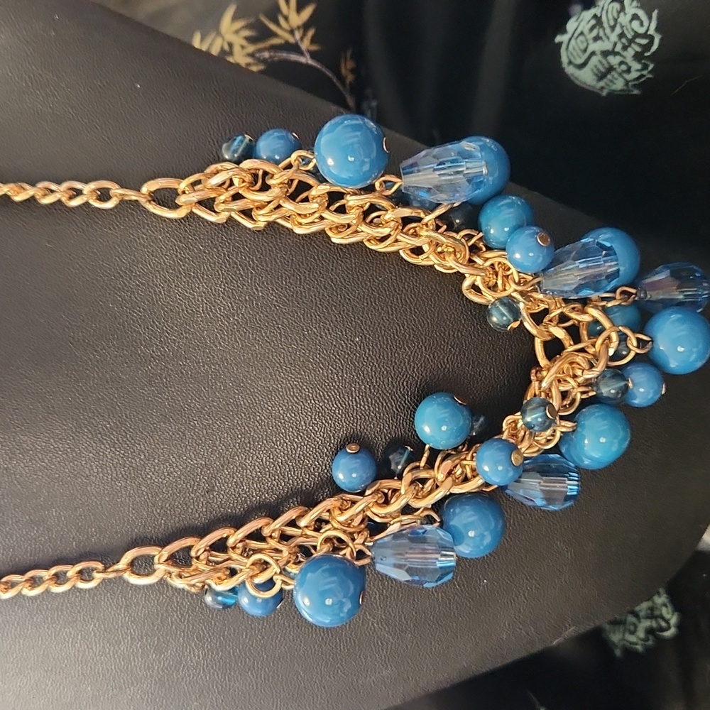 Paparazzi Gold & Teal Necklace Set